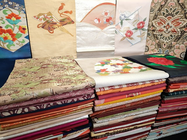 平和屋本店■名古屋帯 まとめて100点 鴛鴦 人物 風景 更紗 花柄 駒刺繍 金銀糸 など 着用可能多数 未使用品あり 全て正絹 ppp3923