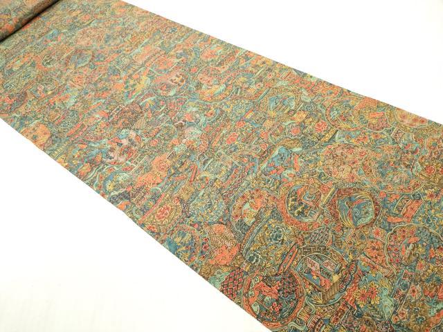 平和屋着物▼羽織・コート 解き反物 羽尺 器物花鳥文 逸品 DABH8136zy