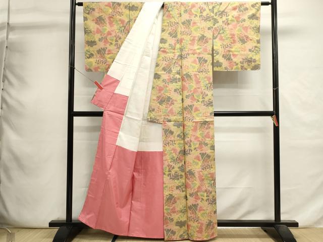 平和屋着物■上質な紬 草葉文 正絹 逸品 DABI0758cd