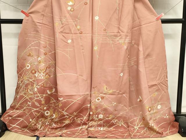 平和屋着物■訪問着 花蝶文 暈し染め 金彩 仮絵羽 逸品 未使用 DABI0751cd