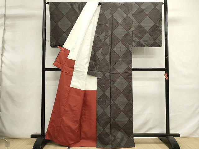 平和屋着物■本場大島紬 花菱文 正絹 逸品 DABI0749cd