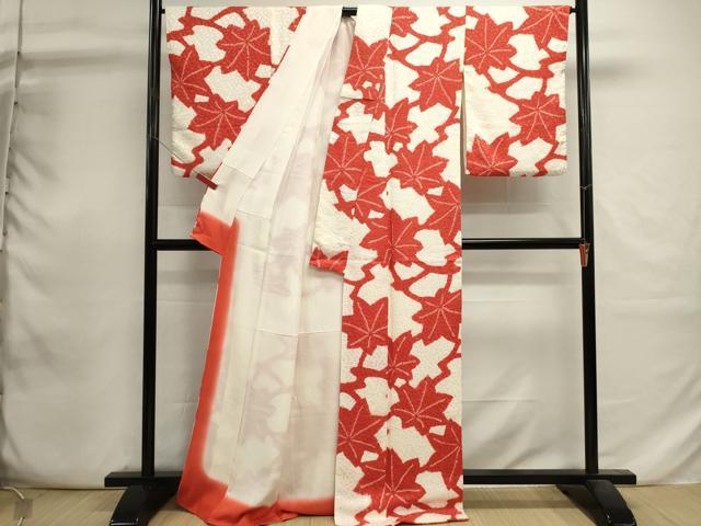 平和屋着物■上質な小紋 絞り 枝楓文 正絹 逸品 DABI0765cd