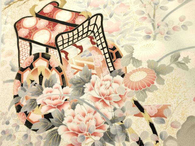平和屋着物■豪華振袖 御所車花文 暈し染め 金彩 正絹 逸品 DABI0754cd