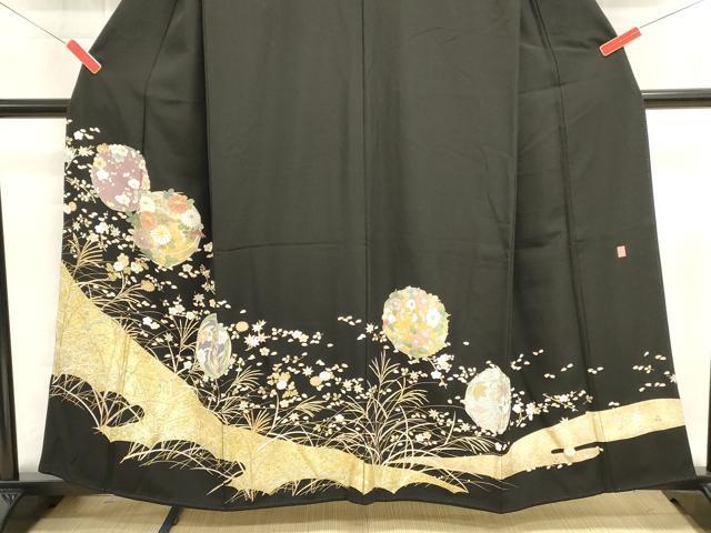 平和屋着物■豪華黒留袖 作家物 駒刺繍 花丸文 枝梅 金彩 正絹 逸品 DABI0797cd