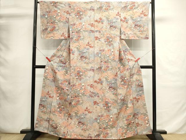 平和屋着物■上質な小紋 貝桶花文 金彩 正絹 逸品 DABI0784cd