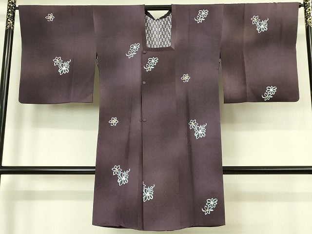 平和屋着物∞極上 道行コート ロング丈 舞花文 暈し染め 金彩 逸品 DZAB8283kh6