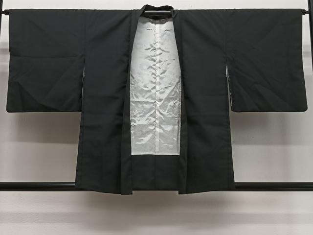 平和屋着物#羽織 総刺繍 流水草花文 黒地 金糸 洗える着物 CABI9485ua