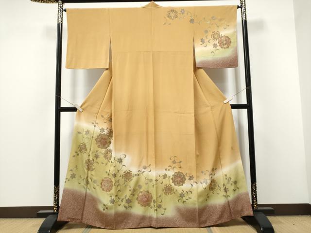 平和屋着物●染色作家 林川信夫 訪問着 正倉院花唐草文 暈し染め 金彩 正絹 逸品 CABJ5083hy