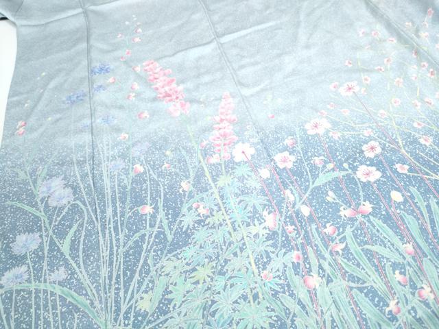 平和屋着物●染色作家 田中文子 訪問着 草花文 暈し染め 正絹 逸品 CABJ5117hy