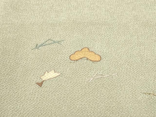 平和屋着物●訪問着 総刺繍 草花文 金糸 鬼しぼ縮緬 正絹 逸品 CABJ5097hy