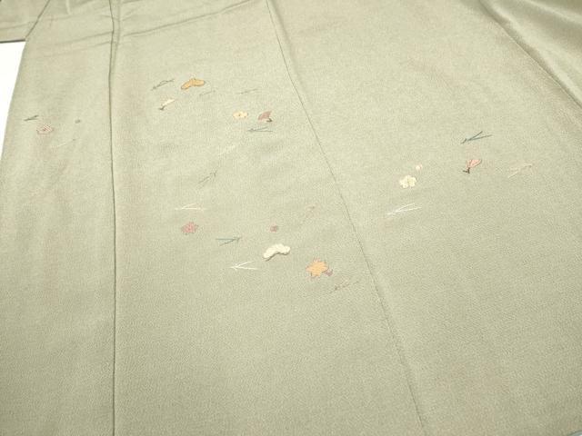 平和屋着物●訪問着 総刺繍 草花文 金糸 鬼しぼ縮緬 正絹 逸品 CABJ5097hy