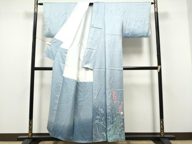 平和屋着物●染色作家 田中文子 訪問着 草花文 暈し染め 正絹 逸品 CABJ5117hy