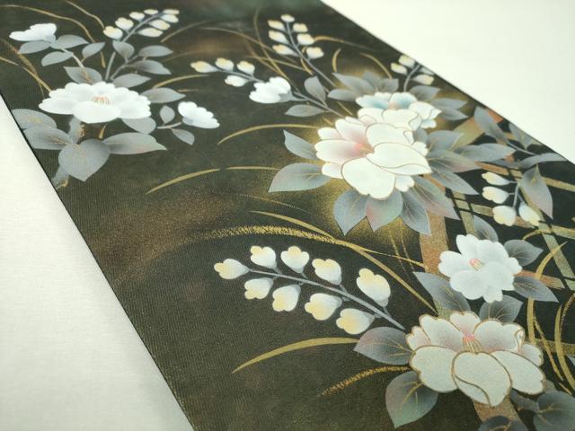 平和屋着物▼太鼓柄袋帯 籬花文 金彩 引箔 正絹 逸品 DABH9322ps