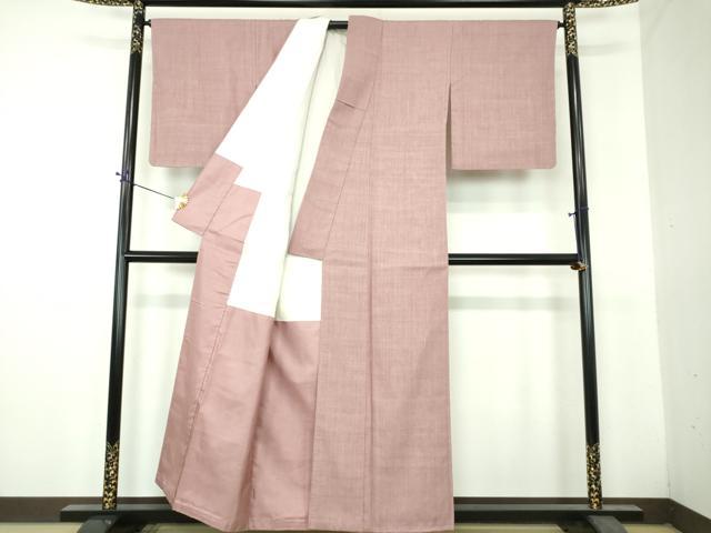 平和屋着物●結城紬 色無地 鴇浅葱色 正絹 逸品 DABH9469ps