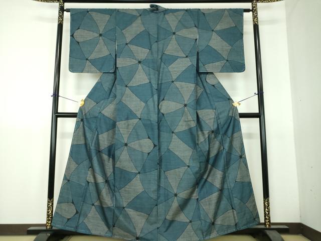 平和屋着物●本場大島紬 9マルキ 幾何学文様 正絹 逸品 DABH9468ps