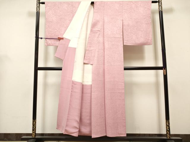 平和屋着物■上質な色無地 蘭尽くし地紋 石竹色 正絹 逸品 DABH5111ea