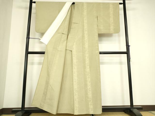 平和屋着物▽本塩沢 訪問着 単衣 葡萄唐草文 110亀甲 正絹 逸品 DABH6284az