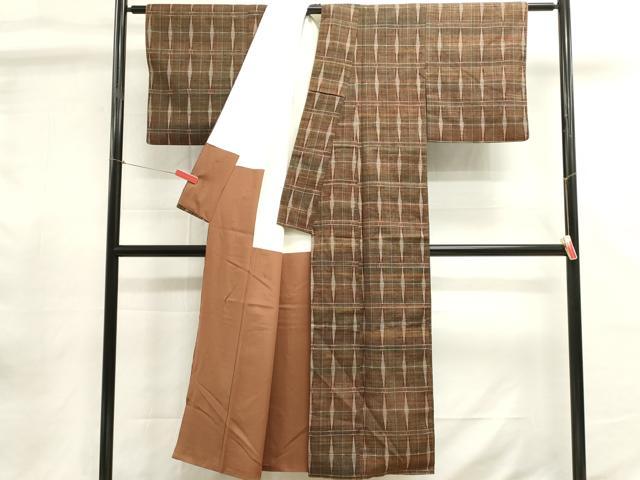 平和屋着物■上質な紬 格子文 正絹 逸品 DABI0858cd