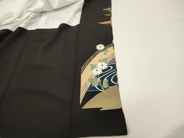 平和屋着物■豪華黒留袖 渡橋飛鶴花文 暈し染め 金彩 正絹 逸品 DABI0866cd