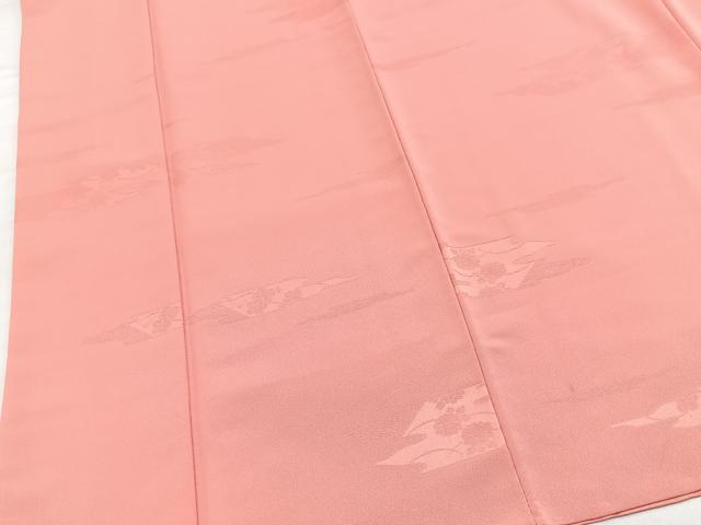 平和屋着物■色無地 エ霞草花地紋 薄紅色 洗える着物 BAAX9390yc