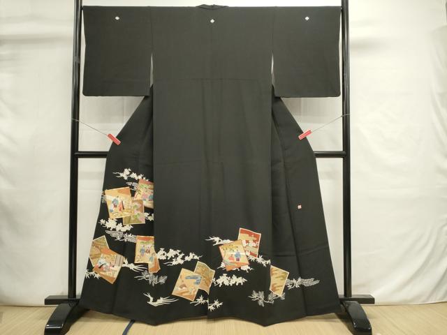 平和屋着物■豪華黒留袖 作家物 駒刺繍 色紙重ね人物文 金銀彩 正絹 逸品 DABI0923cd