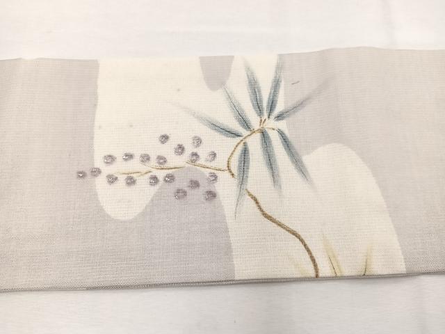 平和屋着物*夏物 九寸名古屋帯 手描き 葡萄 金銀彩 正絹 逸品 BAAX7467hv