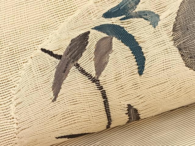 平和屋着物*夏物 八寸名古屋帯 すくい織 草葉文 正絹 逸品 BAAX7508hv
