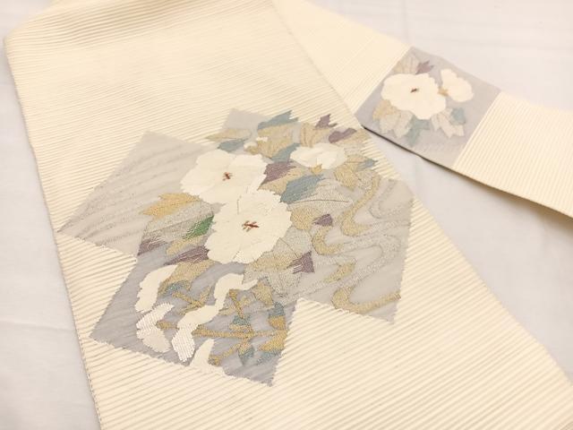 平和屋着物*夏物 八寸名古屋帯 絽綴れ 流水牡丹文 金銀糸 正絹 逸品 BAAX7528hv