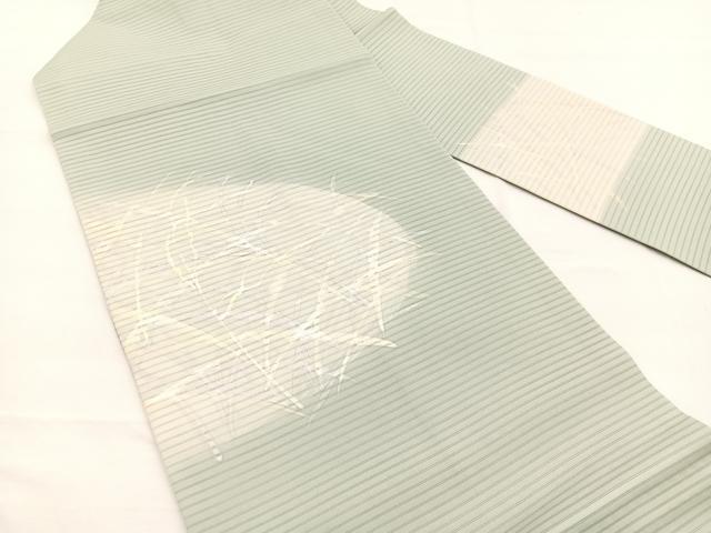 平和屋着物*夏物 絽塩瀬 九寸名古屋帯 草葉文 金銀彩 正絹 逸品 BAAX7517hv