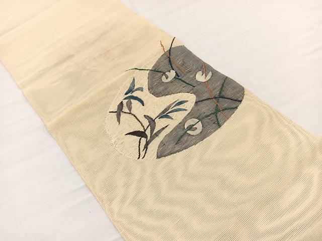 平和屋着物*夏物 八寸名古屋帯 すくい織 草葉文 正絹 逸品 BAAX7508hv
