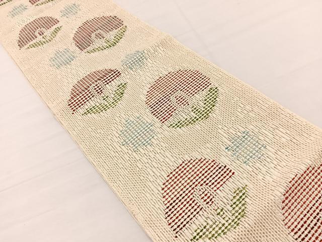 平和屋着物*夏物 八寸名古屋帯 花丸文 正絹 逸品 BAAX7538hv