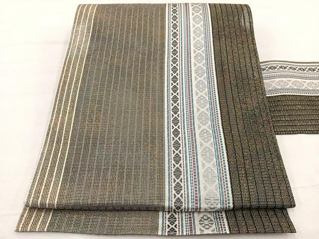 平和屋着物*夏物 本場筑前博多織 八寸名古屋帯 紗献上 金糸 正絹 逸品 未使用 BAAX7513hv