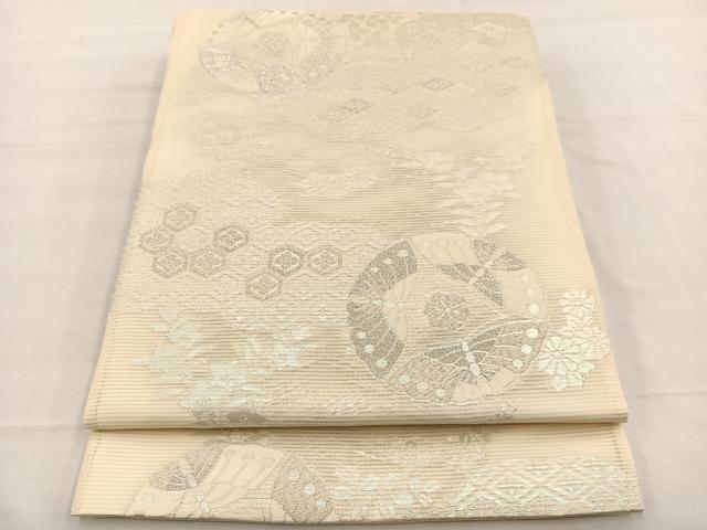 平和屋着物*夏物 六通柄 京袋帯 有職花蝶文 銀糸 正絹 逸品 未使用 BAAX7530hv