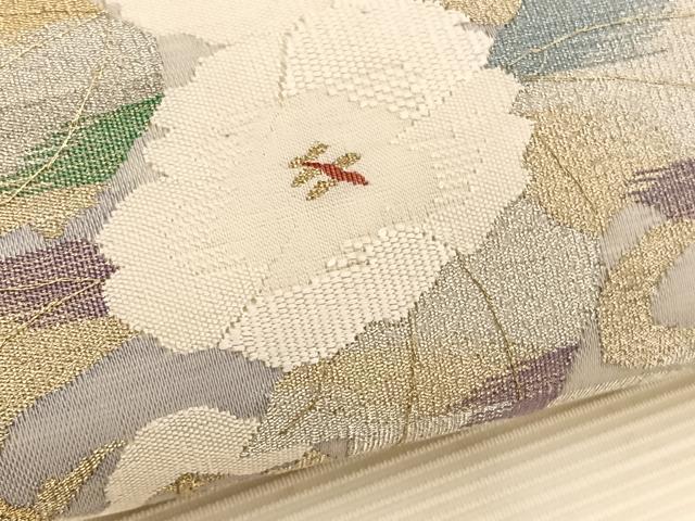 平和屋着物*夏物 八寸名古屋帯 絽綴れ 流水牡丹文 金銀糸 正絹 逸品 BAAX7528hv