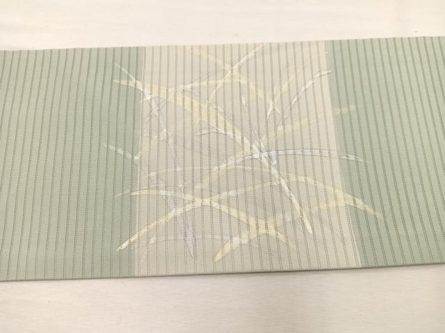 平和屋着物*夏物 絽塩瀬 九寸名古屋帯 草葉文 金銀彩 正絹 逸品 BAAX7517hv