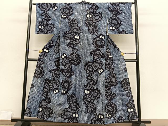 平和屋着物∴夏物 浴衣 有松鳴海絞り 花蝶文 綿 逸品 BAAX7447hv