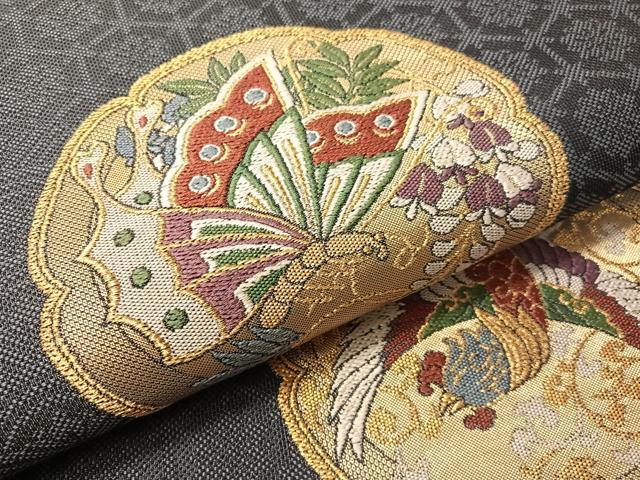 平和屋着物●六通柄袋帯 舞衣 金糸 正絹 逸品 CABJ0725vp
