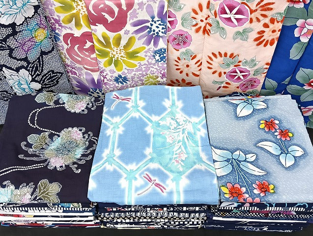 平和屋着物■浴衣 まとめて 45点 蝶 蜻蛉 朝顔 向日葵 乱菊 花柄 綿紅梅 注染 暈し染め など 着用可能多数 未使用品あり mmm1254
