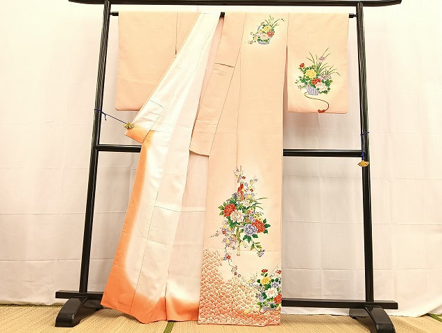 平和屋着物■訪問着 花籠文 暈し染め 金彩 洗える着物 BAAX9344yc