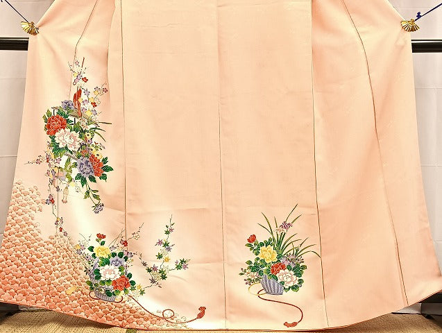 平和屋着物■訪問着 花籠文 暈し染め 金彩 洗える着物 BAAX9344yc