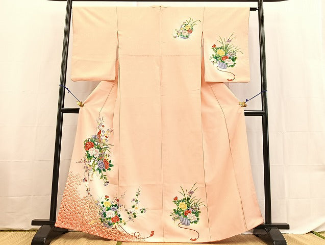 平和屋着物■訪問着 花籠文 暈し染め 金彩 洗える着物 BAAX9344yc
