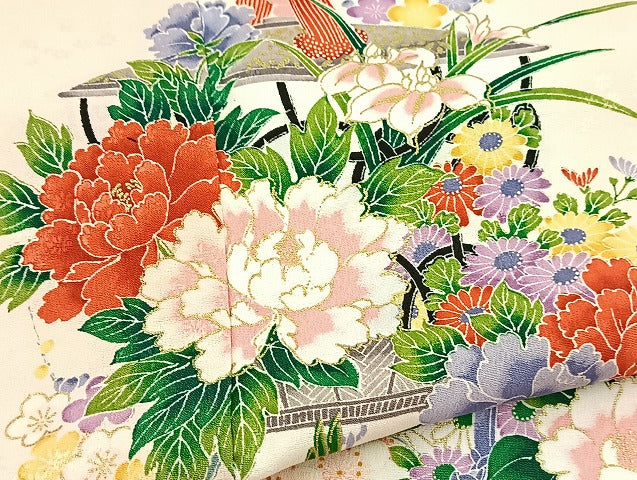 平和屋着物■訪問着 花籠文 暈し染め 金彩 洗える着物 BAAX9344yc
