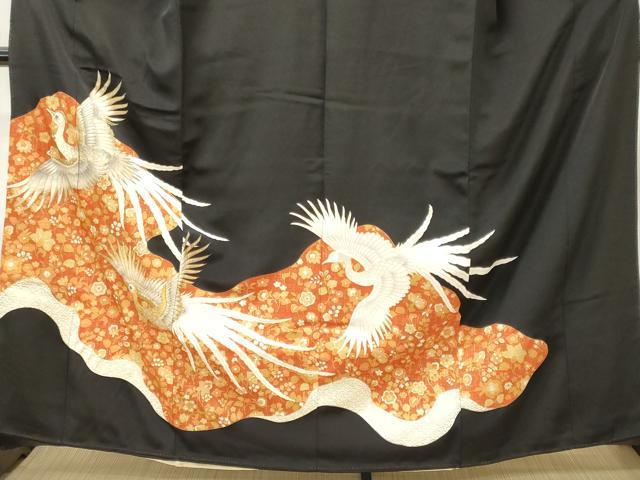 平和屋着物■豪華黒留袖 刺繍 鳳凰花文 金彩 正絹 逸品 未使用 CABJ6808oy