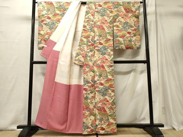 平和屋着物■上質な小紋 型染め 草花文 正絹 逸品 CABJ6816oy