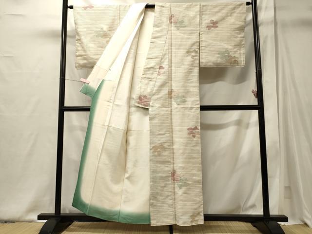 平和屋着物■上質な紬 舞花文 正絹 逸品 未使用 CABJ6818oy