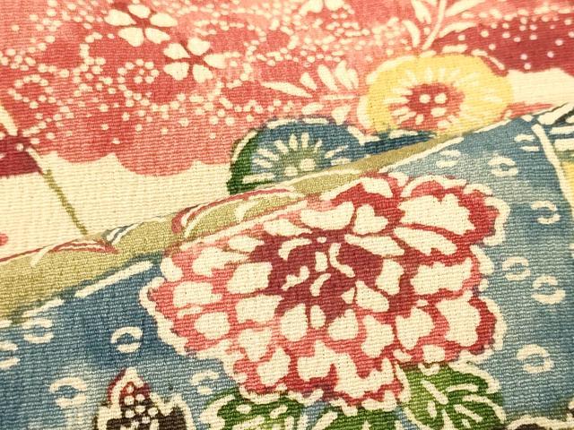 平和屋着物■上質な小紋 型染め 草花文 正絹 逸品 CABJ6816oy
