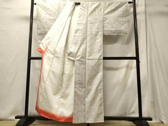 平和屋着物■上質な紬 麻の葉文様 正絹 逸品 CABJ6820oy