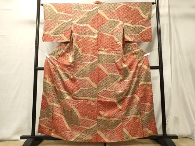 平和屋着物■上質な小紋 絞り 枝葉文 金彩 正絹 逸品 CABJ6825oy