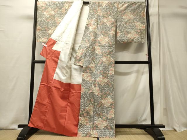 平和屋着物■上質な紬 切嵌花唐草文 正絹 逸品 CABJ6819oy