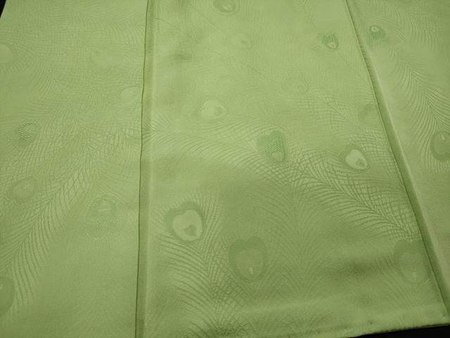 平和屋着物■上質な色無地 孔雀羽地紋 若菜色 正絹 逸品 CABJ6848oy